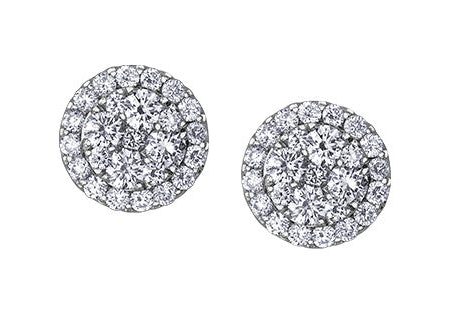 Ladies 14KT White Gold Diamond Earrings (0.33TDW) For Discount