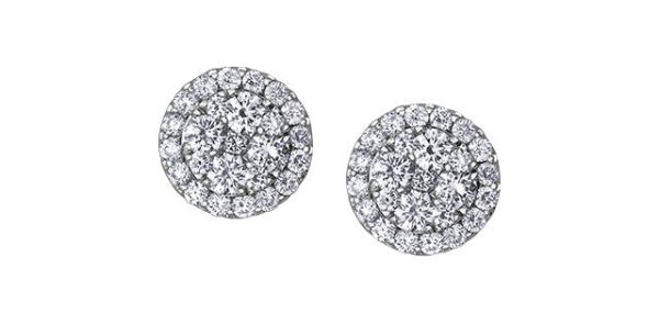 Ladies 14KT White Gold Diamond Earrings (0.33TDW) For Discount