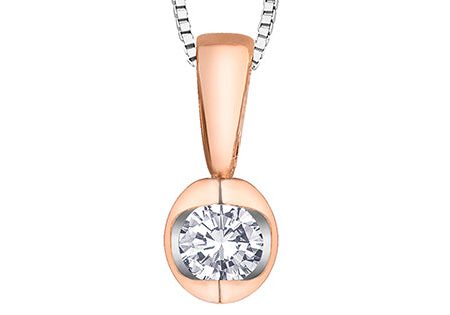 Diamond Pendant w Chain 10KTWR 1=0.04CT For Cheap