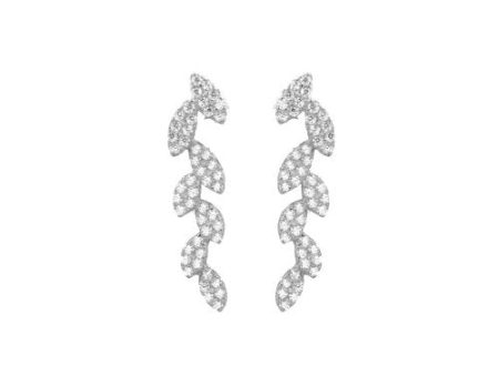 Earrings - Sterling Silver 925 Leaf Ear Climbers Rhodium For Discount