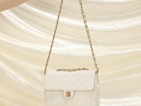 Chanel Lambskin Mini Half Flap White For Sale