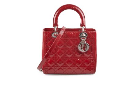 Christian Dior Medium Lady Dior Patent Red Online now