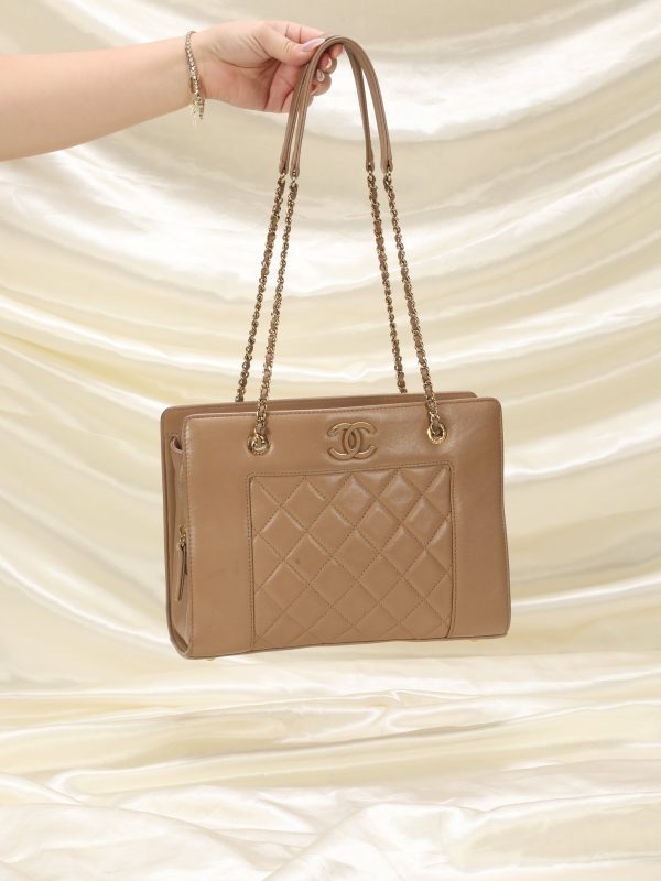 Chanel Lambskin Nude Chain Tote Hot on Sale