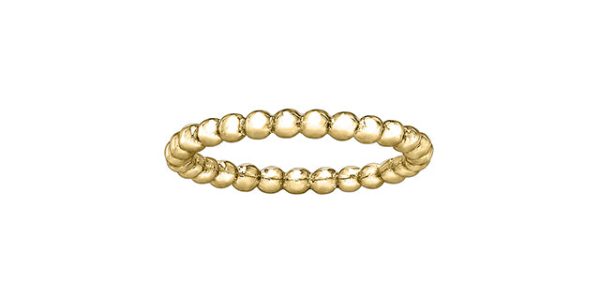 Ladies 10 Karat Yellow Gold 2mm Stackable Beaded Ring Online Sale