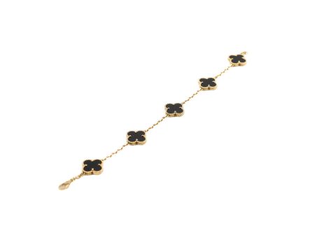 Van Cleef & Arpels Vintage Alhambra 5 Motif Onyx Bracelet Online now