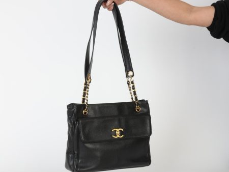 Chanel 1991 Double-Sided Caviar Turnlock Tote Online Hot Sale