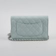 Chanel Caviar Wallet On Chain WOC Light Blue - Microchip Online Sale