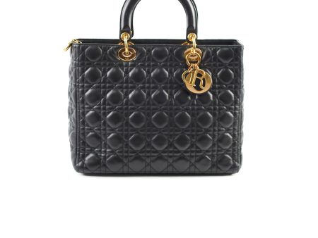 Christian Dior Lady Dior Large Lambskin Black Online now