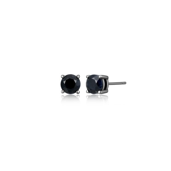 ETHOS  BASIC  GUN COLOR 6MM GEN BLACK SAPPHIRE STUD EARRING Online now