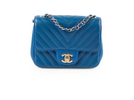 Chanel Mini Square Chevron Bag Blue Online