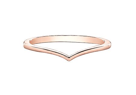 Ladies 10 Karat Rose Gold 1mm Stackable V Ring Hot on Sale