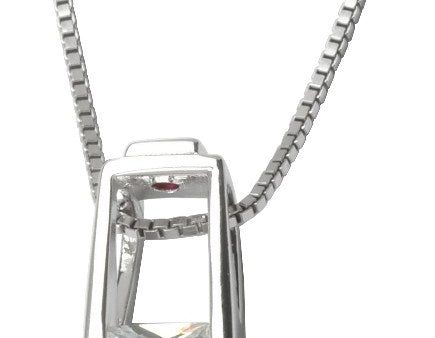 Sterling Silver Rhodium Plated Solitaire Cubic Zirconia Pendant with Box Chain 18 .  Stone size: 5(mm) Supply