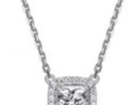 Red Carpet - REIGN 925 Diamondlite CZ 6MM Square Halo Necklace 18 Discount