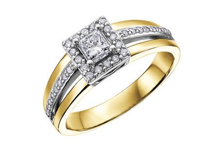 Engagement Ring 14KT Yellow & White Gold  (0.40TDW) For Sale