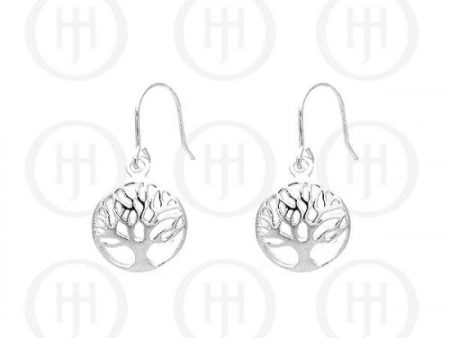 Earrings - Sterling Silver 925 Tree of Life Circle For Cheap