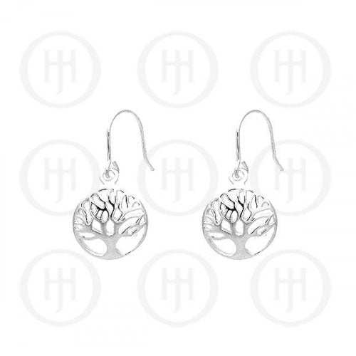 Earrings - Sterling Silver 925 Tree of Life Circle For Cheap