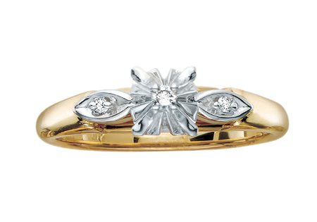 Ladies 10KT Yellow & White Gold Engagement Ring (0.045TDW) For Sale