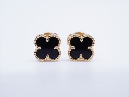 Van Cleef & Arpels VCA Sweet Alhambra Onyx Earrings Online Hot Sale