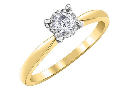 Ladies 10 Karat Gold Illuminaire Diamond Solitaire 1=0.25CT Fashion