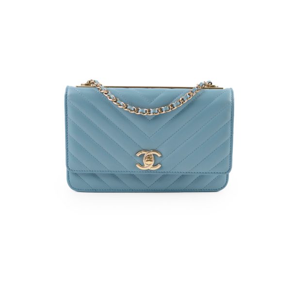 Chanel Trendy CC Wallet on Chain WOC Blue Discount