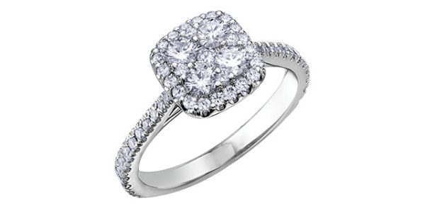 Ladies 14KT White Gold Diamond Estoria Engagement Ring (1.00TDW) Online Hot Sale