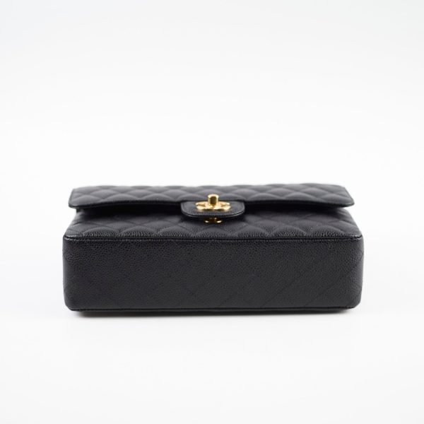 Chanel Medium Large Caviar Double Classic Flap Black Microchipped Online now