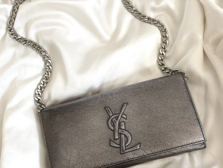 YSL Metallic Wallet on Chain For Sale