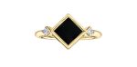 Black Onyx & Diamond Ring 10 Karat Gold - Maple Leaf Canadian Diamonds For Sale