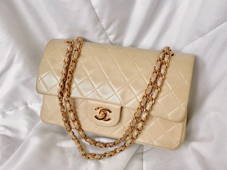 Chanel Beige Lambskin Double Flap Bag For Cheap