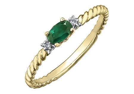 Birthstone Natural Stone & Diamond Ring 10 Karat Gold on Sale