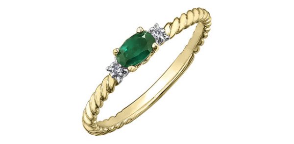 Birthstone Natural Stone & Diamond Ring 10 Karat Gold on Sale