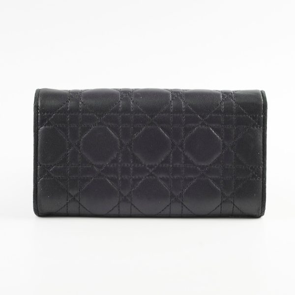 Christian Dior Lambskin Long Wallet On Chain WOC Black Discount