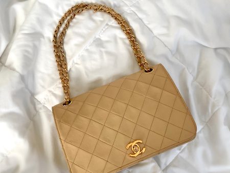 Chanel Beige Full Flap Bag For Sale