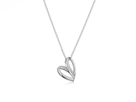 ELLE  AMOUR  RHODIUM PLATED OVERLAPING HEART (18X14MM) NECKLACE Online