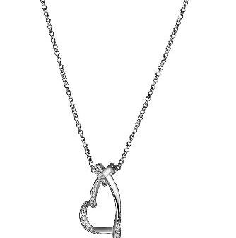 Sterling Silver Rhodium Plated Heart Knot Necklace 18  with 2  extender For Discount