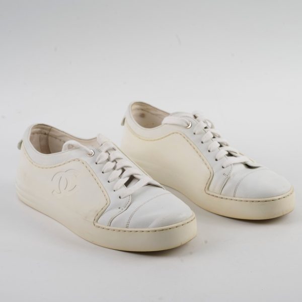 Chanel White Sneakers Size 37.5 Online Hot Sale