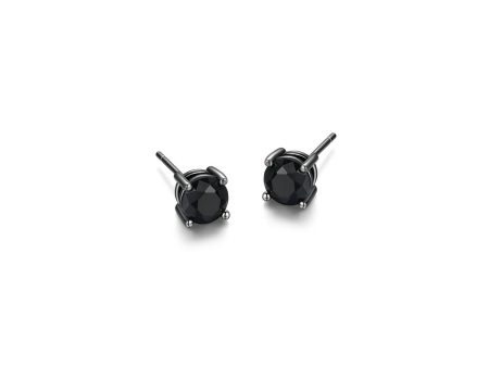 ETHOS  BASIC  GUN COLOR 6MM GEN BLACK SAPPHIRE STUD EARRING Online now