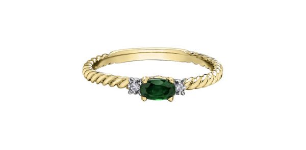 Birthstone Natural Stone & Diamond Ring 10 Karat Gold on Sale