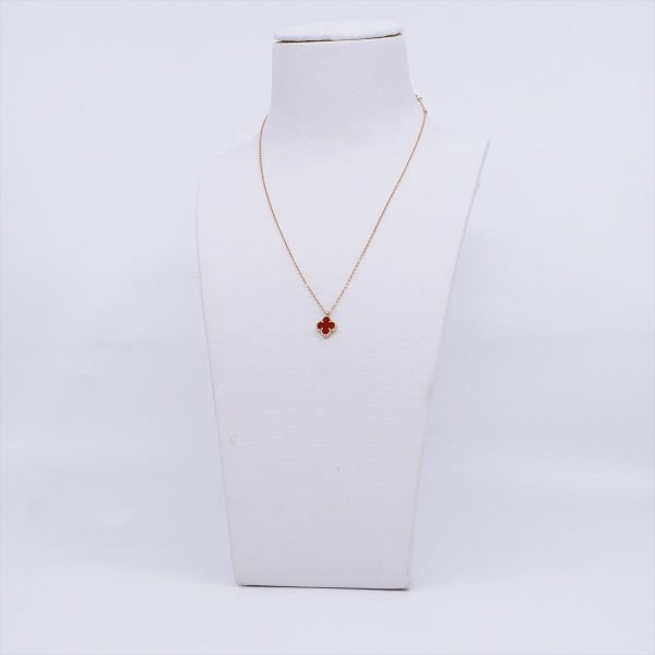 Van Cleef & Arpels VCA  Sweet Alhambra Pendant Carnelian Necklace Fashion