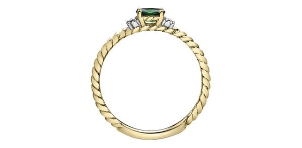 Birthstone Natural Stone & Diamond Ring 10 Karat Gold on Sale