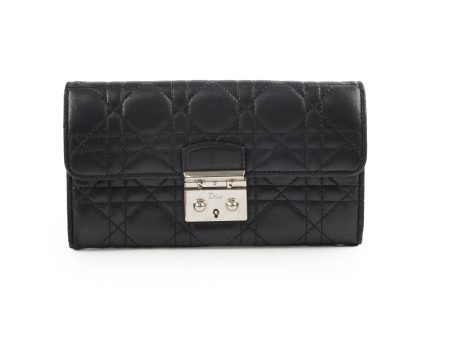 Christian Dior Lambskin Long Wallet On Chain WOC Black Discount