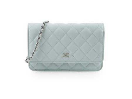 Chanel Caviar Wallet On Chain WOC Light Blue - Microchip Online Sale