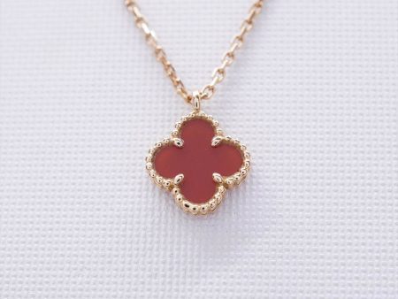 Van Cleef & Arpels VCA  Sweet Alhambra Pendant Carnelian Necklace Fashion