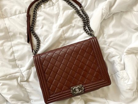 Chanel Burgundy Boy Bag Sale