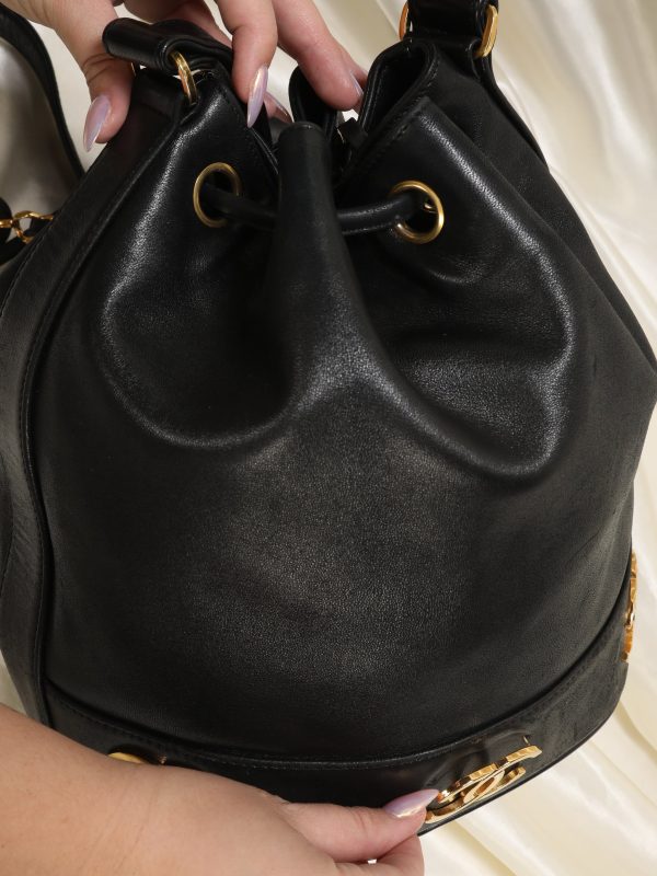 Chanel Lambskin Logo Bucket Bag & Pouch Discount