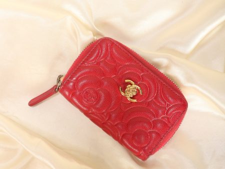 Chanel Caviar Camellia Mini Coin Wallet Cheap