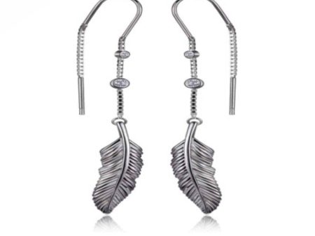 ELLE PLUME FEATHER CZ THREAD EARRINGS Sale