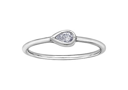 Ladies 10 Karat White Gold ChiChi Stackable Pear Shaped Diamond (TDW 0.10CT) Ring Supply