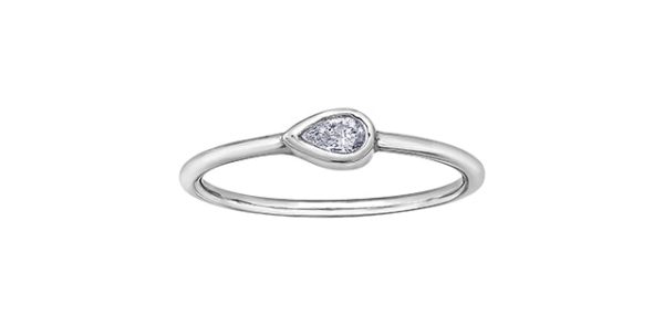 Ladies 10 Karat White Gold ChiChi Stackable Pear Shaped Diamond (TDW 0.10CT) Ring Supply