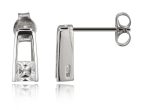 Sterling Silver Rhodium Plated Princess Cut Cubic Zirconia Post Earring.  Stone size: 4(mm) Fashion